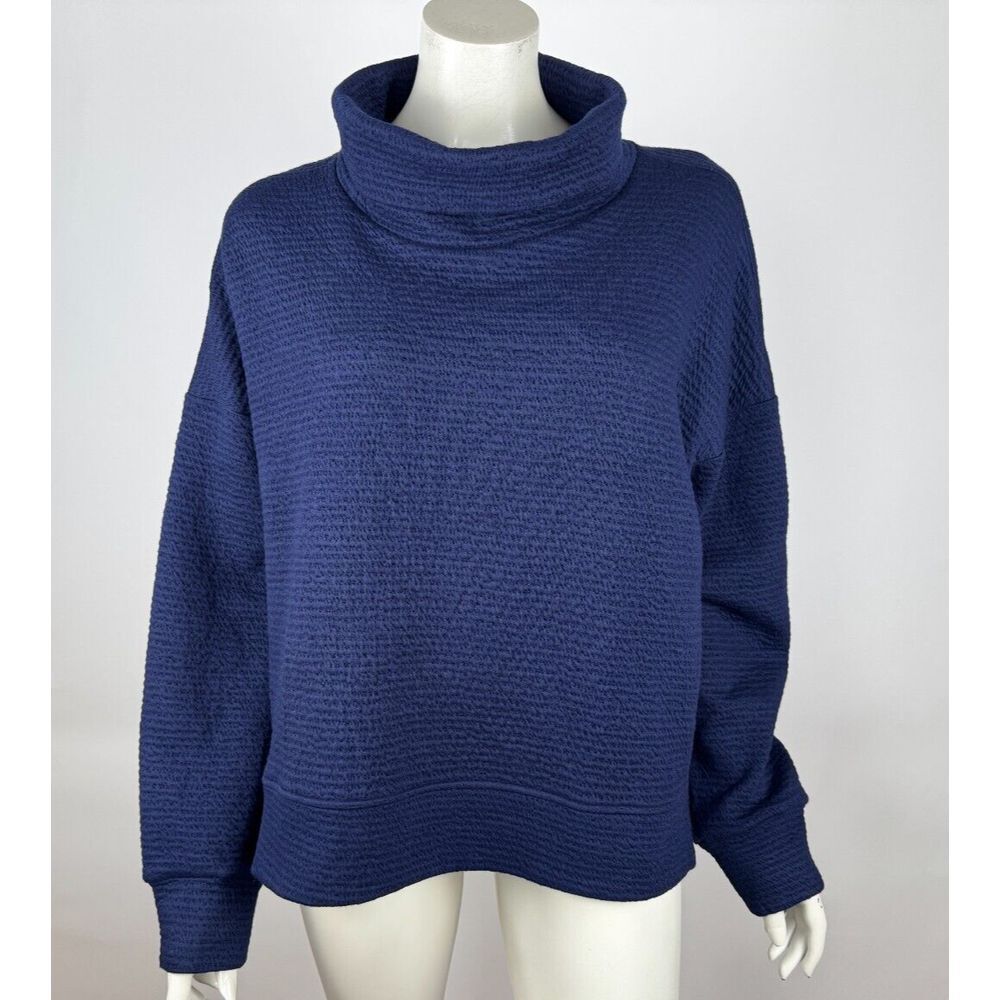 CALIA Lunar Jacquard Funnel Neck Sweatshirt‎ Rich Blue Women XXL NWT Long Sleeve